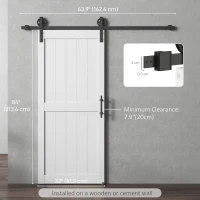 HOMCOM 32inx84in Barn Door with 6FT Sliding Door Hardware Kit, Handle, Upgraded Rollers and Floor Guide, Waterproof, White(m-3)