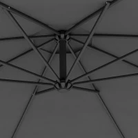 Outsunny 10' Deluxe Patio Umbrella, Outdoor Market Parasol, Banana Hanging Offset Sunshade with Crank, Cross Base, Grey(m-10)