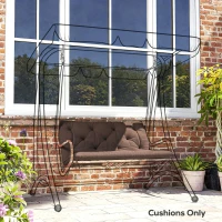 Outsunny Garden Bench Cushion with Backrest, Non-Slip 2 Seater Soft Pad with Ties, Coffee(m-10)