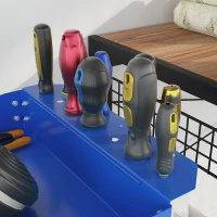 DURHAND 3 Tier Rolling Tool Cart with Wheels, 330 LBS Capacity Heavy Duty Utility Cart, Mobile Service Cart for Garage, Blue(m-9)