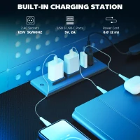 HOMCOM 79 inch Gaming Desk with RGB Lights, Computer Table with Power Outlets & USB Ports, Keyboard Tray and 2 Drawers, Black(m-5)