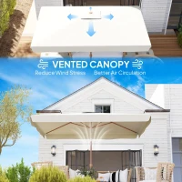 Outsunny Patio Umbrella 118.1" x 78.7" Outdoor Parasol UV50+ Protection in White(m-6)