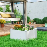 Outsunny Vinyl Raised Garden Bed Kit, 2 x 2 x 1ft Modular Elevated Garden Box with Slotting Legs and Open Bottom, White(m-1)