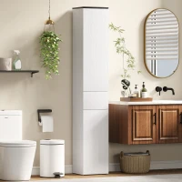 HOMCOM Tall Bathroom Cabinet with 2 Cupboards and Drawer, Slim Bathroom Storage Cabinet with Adjustable Shelves, White(m-8)