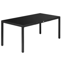 Outsunny Rectangular Outdoor Dining Table for 8 People with Tempered Glass Top and Aluminum Frame, Black 70.9" x 31.5" x 28.3"(m-2)