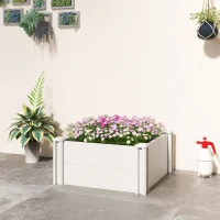 Outsunny Vinyl Raised Garden Bed Kit, 2 x 2 x 1ft Modular Elevated Garden Box with Slotting Legs and Open Bottom, White(m-9)