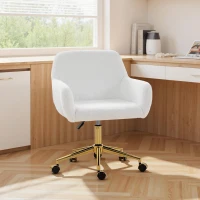 HOMCOM Office Chair, Faux Rabbit Fur Upholstered Vanity Desk Chair, Cream White(m-10)