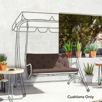 Outsunny Garden Bench Cushion with Backrest, Non-Slip 2 Seater Soft Pad with Ties, Coffee(m-8)