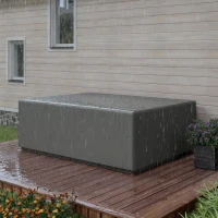 Outsunny Patio Furniture Covers, Waterproof, Windproof Anti-UV 600D Heavy Duty Oxford Fabric Outdoor Furniture Cover for Dining Table Chair Set, 108" x 80" x 35", Charcoal Grey(m-8)