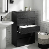 HOMCOM Dresser for Bedroom with 5 Drawers, Modern Chest of Drawers for Living Room, Closet, Hallway, Black(m-11)