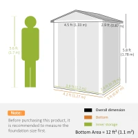 Outsunny 4.4' x 3' Outdoor Storage Shed with Double Doors, Metal Garden Shed for Backyard Patio(m-3)