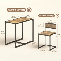 HOMCOM Dining Table Set, Industrial Dining Set for 2, Kitchen Table and Chairs for Small Space, Dining Room Table with Chairs(m-3)