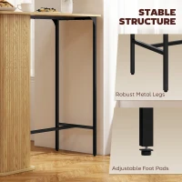 HOMCOM Tambour Bar Height Table with 3 Storage Shelves Rectangular Bar Table with Metal Frame for Kitchen Dining Room Natural(m-6)