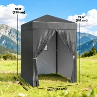 Outsunny 5 x 5 ft Compact Pop Up Canopy Tent, UPF 50+ Changing Room, Portable Instant Privacy Canopy with Mesh Window, Dark Grey(m-3)
