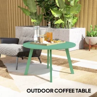 Outsunny Round Outdoor Side Table, Patio Coffee Table with Metal Frame and Non-Slip Foot Pads, Green(m-9)