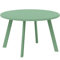 Outsunny Round Outdoor Side Table, Patio Coffee Table with Metal Frame and Non-Slip Foot Pads, Green(m-2)