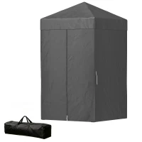 Outsunny 4 x 4 ft Compact Pop Up Canopy Tent, UPF 50+ Changing Room, Portable Instant Privacy Canopy with Mesh Window, Dark Grey(m-2)