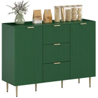 HOMCOM Modern Kitchen Storage Cabinet, Sideboard Buffet Cabinet w/ 3 Drawers and Adjustable Shelves for Kitchen Hallway, Green(m-11)