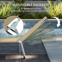 Outsunny Folding Outdoor Lounge Chair Reclining Tanning Chair with Breathable Mesh Fabric for Patio Garden Pool, Brown(m-7)