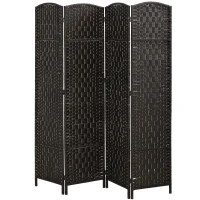 HOMCOM Room Divider, 4 Panel Folding Privacy Screen, 70.9" Tall Portable Weave Partition Wall Divider for Bedroom, Coffee(m-1)