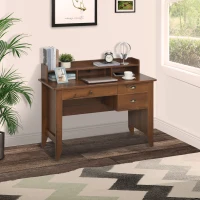 HOMCOM Study Table with Storage Hutch, Drawers, Shelf, Home Office Writing Table Study Workstation with Cable Management, Brown(m-8)