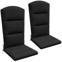 Outsunny Patio Chair Cushion for Adirondack Chairs Replacement Cushion with Back and Ties, Black(m-2)