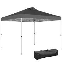 Outsunny Pop Up Canopy Waterproof Canopy Tent with Carrying Bag for Parties Garden BBQs 9.8' x 9.8', Dark Grey(m-11)