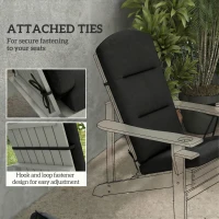 Outsunny Patio Chair Cushion for Adirondack Chairs Replacement Cushion with Back and Ties, Black(m-6)