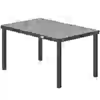 Outsunny Rectangular Patio Table for 6, Outdoor Dining Table with Wood-Plastic Composite Top and Steel Frame for Garden, Grey(m-2)