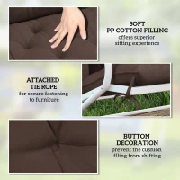 Outsunny 2 Seater Garden Bench Cushion, Soft Thick Outdoor Non-Slip 2 Seater Soft Pad With Backrest, 47" x 43" x 4", Coffee(m-6)