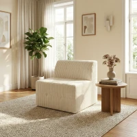 Single-Seat Compressed Sectional Sofa with Reversible Modular Design, Foam Construction for Plush Lounging, 33" L x 32" W x 30" H, White(m-1)