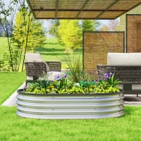 Outsunny Galvanized Raised Garden Bed, 4 x 3 x 1 ft Modular Metal Garden Beds with Rubber Strip Edging, Silver(m-9)