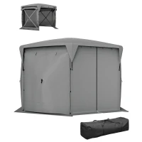 Outsunny 11 x 11ft Pop Up Gazebo Screen Tent with Removable Roof Cover, Roll-up Wind Panels for Camping, Backyard, Dark Gray(m-1)