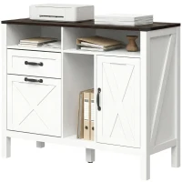 HOMCOM Lateral Filing Cabinet for Letter/A4 Hanging Files, File Cabinet with Open Compartments for Home Office, White(m-2)