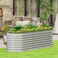 Outsunny Galvanized Raised Garden Bed, 6 x 2 x 2 ft Modular Metal Garden Beds with Rubber Strip Edging, Silver(m-1)