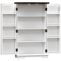 HOMCOM Kitchen Pantry Cabinet with 4-tier Shelving, 6 Spice Racks, Farmhouse Storage Cabinet with Adjustable Shelves, Easy Cleaning, White(m-12)
