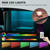 HOMCOM TV Stand with LED Lights, Modern Entertainment Center with Adjustable Glass Shelves, for TVs up to 65 Inch, Black(m-4)