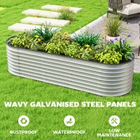 Outsunny Galvanized Raised Garden Bed, 6 x 2 x 2 ft Modular Metal Garden Beds with Rubber Strip Edging, Silver(m-4)