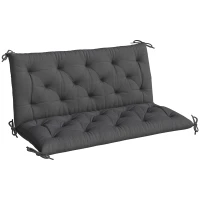 Outsunny 2 Seater Garden Bench Cushion, Soft Thick Outdoor Non-Slip 2 Seater Soft Pad With Backrest for Garden Patio, 47" x 43" x 5", Black(m-2)
