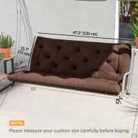 Outsunny 2 Seater Garden Bench Cushion, Soft Thick Outdoor Non-Slip 2 Seater Soft Pad With Backrest, 47" x 43" x 4", Coffee(m-3)
