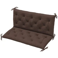 Outsunny 2 Seater Garden Bench Cushion, Soft Thick Outdoor Non-Slip 2 Seater Soft Pad With Backrest, 47" x 43" x 4", Coffee(m-2)
