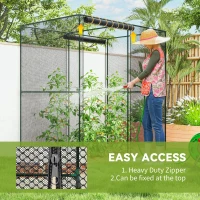 Outsunny 6' x 4' x 6' Crop Cage, Plant Protection Tent with Zippered Doors for Vegetable Garden, Backyard, Black(m-6)