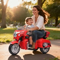 2-Seat 12V Kids Electric Ride-On Motorcycle with Storage Trunk, 3-Wheel Motorbike with MP3 and Bluetooth, 43.5'' L x 19'' W x 26.5'' H, Red(m-1)
