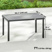 Outsunny Rectangular Patio Table for 6, Outdoor Dining Table with Wood-Plastic Composite Top and Steel Frame for Garden, Grey(m-3)