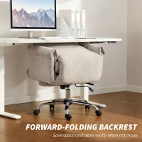 HOMCOM High Back Office Chair, Reclining Desk Chair with Footrest, High Resilience Foam, Rolling Wheels, Light Taupe Gray(m-10)