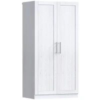 HOMCOM Wardrobe Cabinet with 2 Doors and Hanging Rod, Modern Armoire Wardrobe Closet for Bedroom, White Wood Effect(m-12)