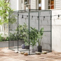 Outsunny 6' x 4' x 6' Crop Cage, Plant Protection Tent with Zippered Doors for Vegetable Garden, Backyard, Black(m-7)
