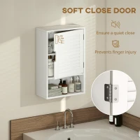 HOMCOM Bathroom Cabinet, Wall Mounted Storage Cabinet with Adjustable Shelves, 40 x 20 x 60 cm, White(m-6)