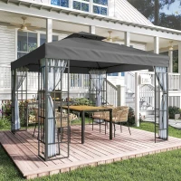 Outsunny 10'x10' Garden Gazebo Patio Canopy Portable Party Event Backyard w/ Mosquito Netting Dark Grey(m-10)
