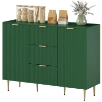 HOMCOM Modern Kitchen Storage Cabinet, Sideboard Buffet Cabinet w/ 3 Drawers and Adjustable Shelves for Kitchen Hallway, Green(m-2)